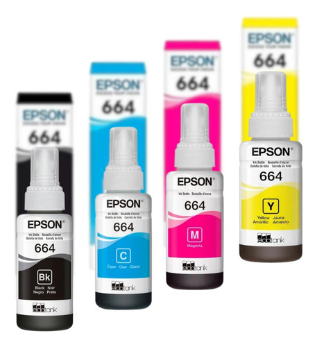 Kit 4 Tintas Epson T664 Ecotank Tinta Continua L120 L310 L38