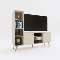 Comprar Rack Led + Biblioteca Mesa Tv Led Nordico Escandinavo Diseño + Envió Sin Cargo Capital Federal Color Fineline crema