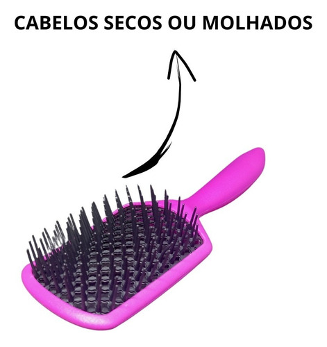 Escova De Cabelo Raquete Desembaraça Sem Quebrar Fios Cor Rosa