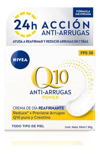 Crema Facial Antiedad De Día Nivea Q10 Power Fps 30 50 Ml Tipo De Piel Todo Tipo De Piel