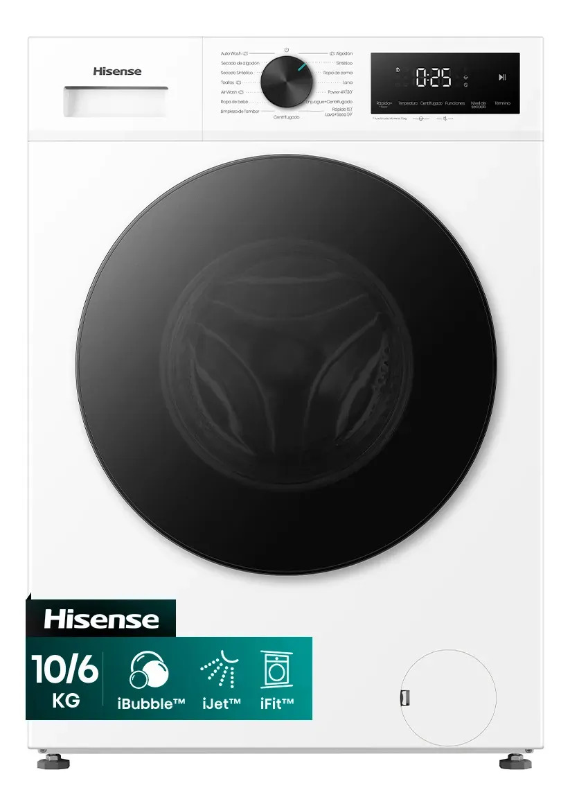 Lavadora Secadora Hisense Carga Frontal 10/6kg Blanco
