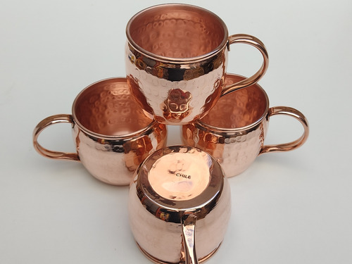 Imagen 3 de 4 de Juego De 4 Vasos De Cobre 99.99%artesanía Chilena