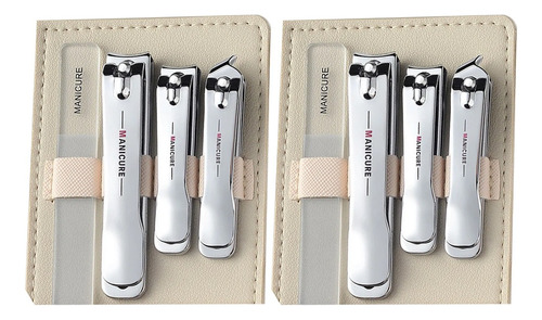2 Estuches Set Kits Cortaúñas Manicura 4 Piezas A Inoxidable