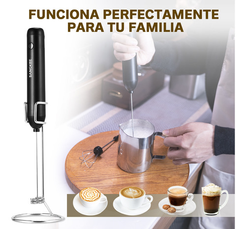 Espumador De Leche Mano Recargable Con 2 Batidores Y Soporte