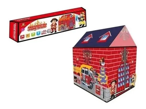 Carpa Casita De Juegos Bomberos Para Niños +20 Pelotas
