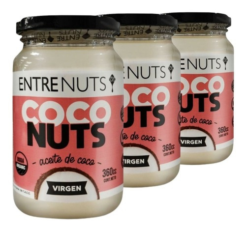 Aceite De Coco Virgen Entre Nuts Sin Tacc X360 Gr Pack X3