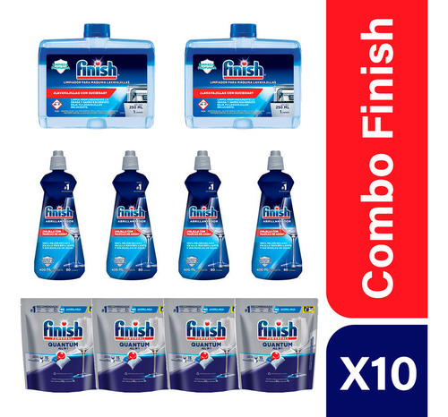 Imagen 1 de 4 de Combo Finish Tabs Quantum + Abrillantador + Limpiamaquinas