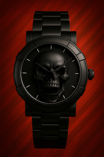 Relógio Masculino Skmei 9178 Skull Preto A Prova D'agua Preto Preto Preto
