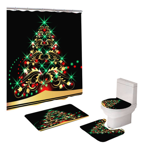 Juego De 4 Cortinas De Ducha Para Baño Decorado En Navidad