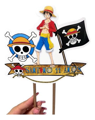 Topper Adorno Torta Personalizado One Piece