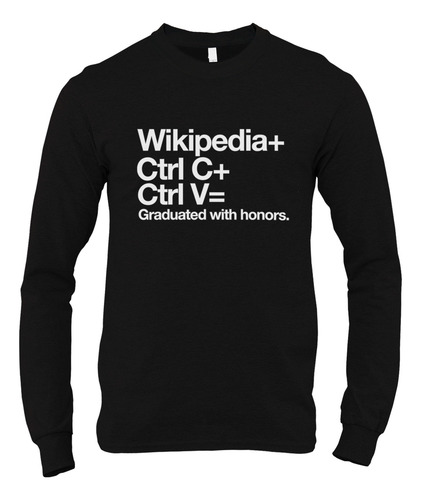 Wikipedia Playera Manga Larga Graduacion Copy Paste Geek
