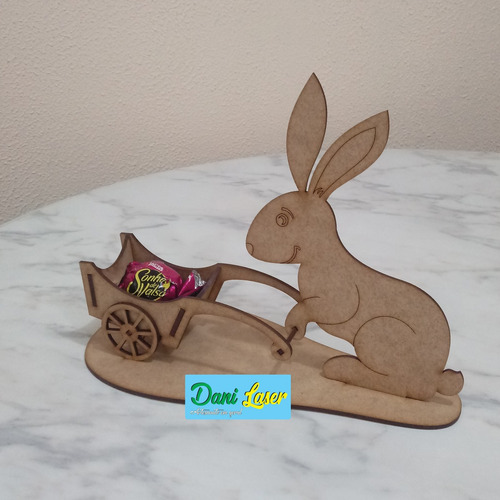 10 Porta Bombom Coelho Pascoa Carriola Lembrancinha Mdf 3mm