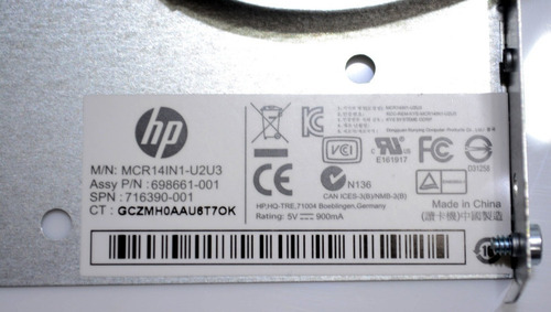 Card Reader Hp-14 -in-1 Usb 3,5 Media Card Reader 716390-001