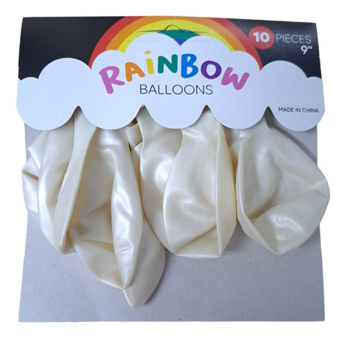 Globos Latex 9'' Perlados Colores Surtidos X10 -cienfuegos- Color Blanco Perlado