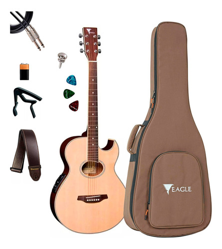 Violao Eletrico Eagle Gl36 Stnt Com Capa + Kit Cor Natural Satin Orientação Da Mão Destro