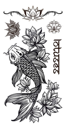 Supperb Tatuajes Temporales  peces & Lotus