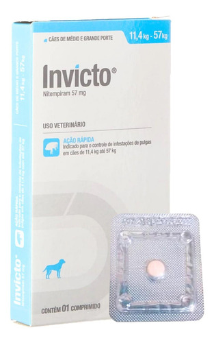 Antipulgas Cães Invicto 57mg 1 Comprimido - Nitempiram