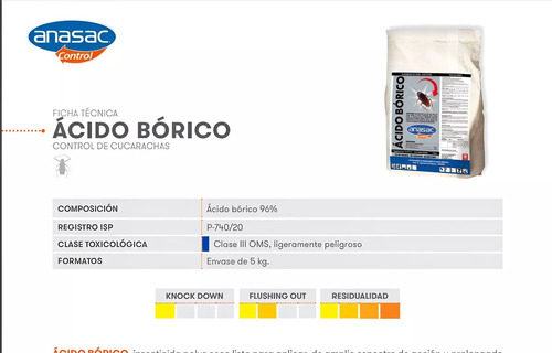 Ácido Bórico 5 Kg Anasac Mata Cucarachas Y Otros Insectos