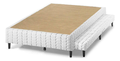 Cama Box Base C/auxiliar Universal Casal Bordado White 138x