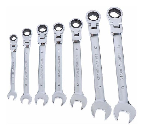 Chunshenn 7pc 8-19mm Active Head Ratchet Wrench Clamping