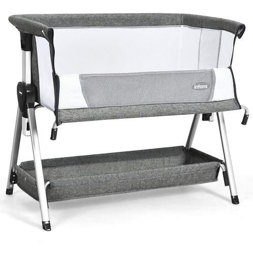 Infans Bedside Sleeper Dark Grey Cuna Moisés Lateral Bebe 