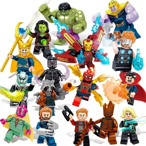 Set 16 Figuritas Avengers Con Accesorios Compatible Con Lego