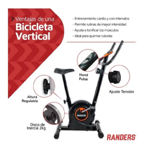 Imagen 3 de 10 de Bicicleta Magnética Vertical Arg-135 Randers