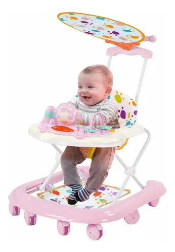 Andador Con Juguetes y Luz LED Rosa Caminador Para Bebes De 6 a 12 Meses  Niña