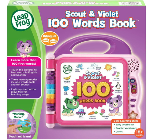 Libro Bilingue 100 Palabras 2 Idiomas Color Scout and Violet