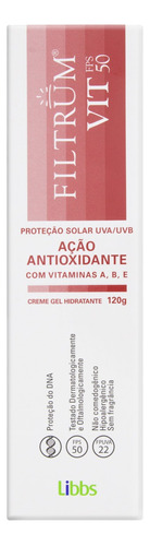 Protetor Solar Ação Antioxidante FPS 50 Filtrum Vit Caixa 120g Embalagem Econômica