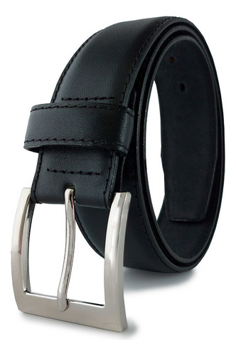 Cinturon De Cuero Genuino Para Hombre, Piel 100% Bovino Color Negro Talla 34