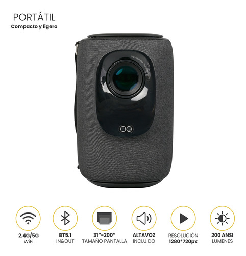 Proyector Portatil Smart Nova 9000lm + Telon 80 Levo