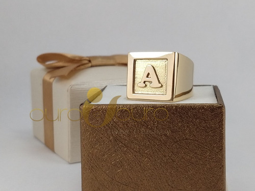 Promoção! Anel Masculino Com Letra 12gr Ouro 18k