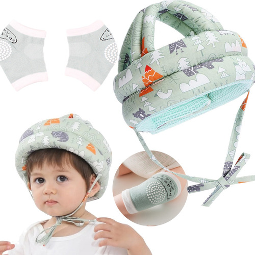 Cascos Para Bebes Antigolpes Seguridad Bebes + Rodilleras