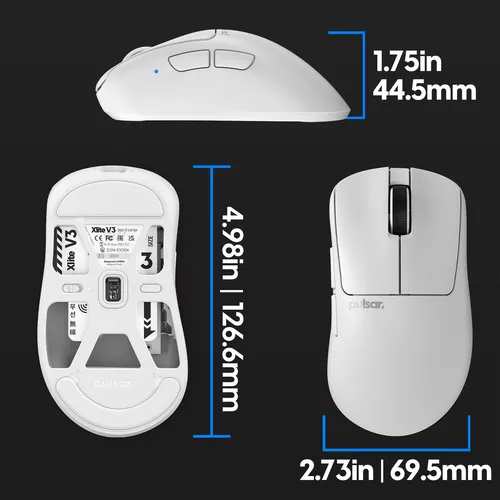 愛用 Gamer Mouse Pulsar 3 Size 52g Wireless White Large V3 Xlite マウス・トラックボール