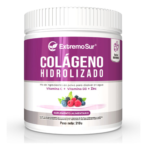 Colágeno Berries + Vit C + Vit D3 + Zinc, 310 Gramos