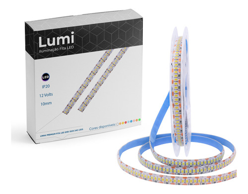 Fita Led 12v 5 Metros 1200 Leds Ip20 Cor Da Luz Branco Neutro 4500k