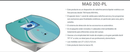 Radiofrecuencia Marca Platiumed Modelo Mag 202 Pl