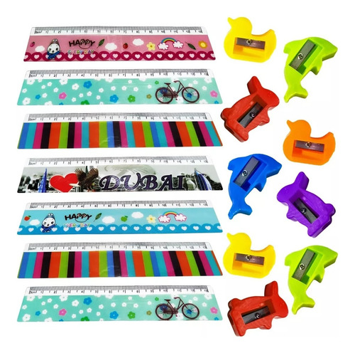 20 Sacapuntas + 20 Reglas Animales Souvenir Piñata Regalo