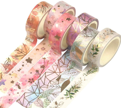 Cinta Washi Adhesivas 6 Rollos Diseños Decorativos