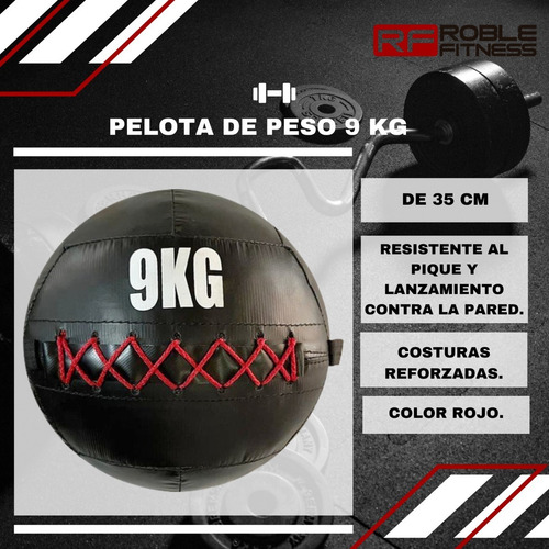 Imagen 3 de 8 de Pelota Sin Pique 9kg Medicine Ball Crossfit Calidad