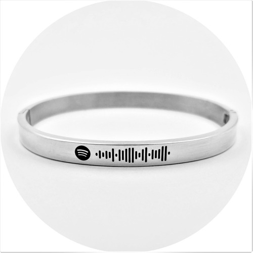 Imagen 3 de 7 de Pulsera Acero Plateada Grabado Láser 2 Caras 1076