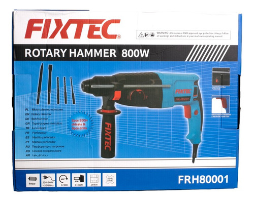 Furadeira Martelete 26mm Com Fio 50hz Frh80001 - Fixtec Cor Azul Frequência 50/60hz