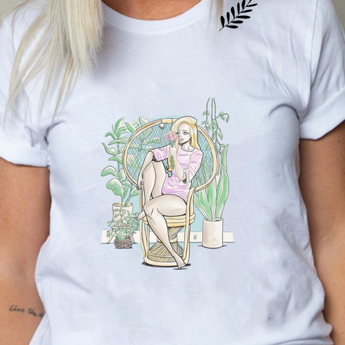 Camiseta Para Mujer My Plants Unisex Blanco Calm Prints
