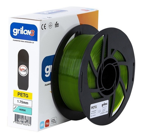 Grilon3 filamento petg 1.75mm impresora 3d Color Verde Clear