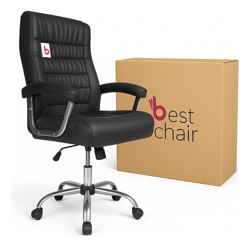 Cadeira Escritório Presidente Prime Line Pl-101 Big Com Mola Cor Preto Material do estofamento Couro sintético