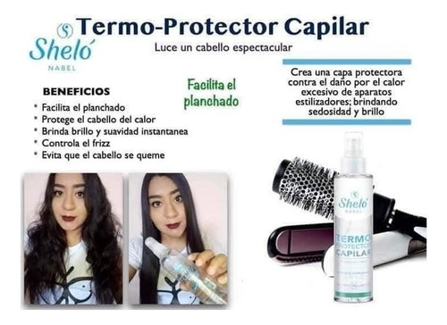 Imagen 5 de 10 de Termoprotector Cabello Shelo Nabel 140 Ml Facil Planchado