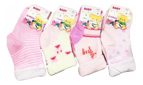 Pack 12 Calcetines Para Bebé Algodón Diseño Animan Y Liso