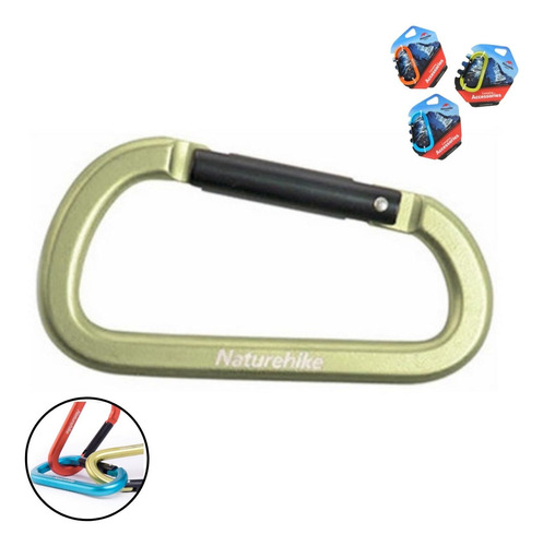 Mosquetão De Alumínio Chaveiro 8 Cm Naturehike Keylock Cor Verde