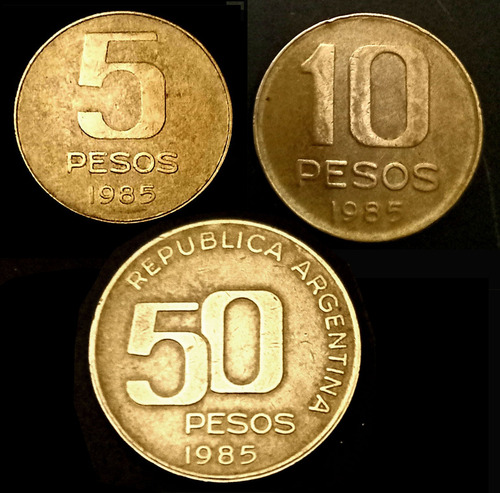 Monedas Peso Argentino $ 1-5-10-50 - Ctvs 1-5-10-50 -1983-85 (Usado)
